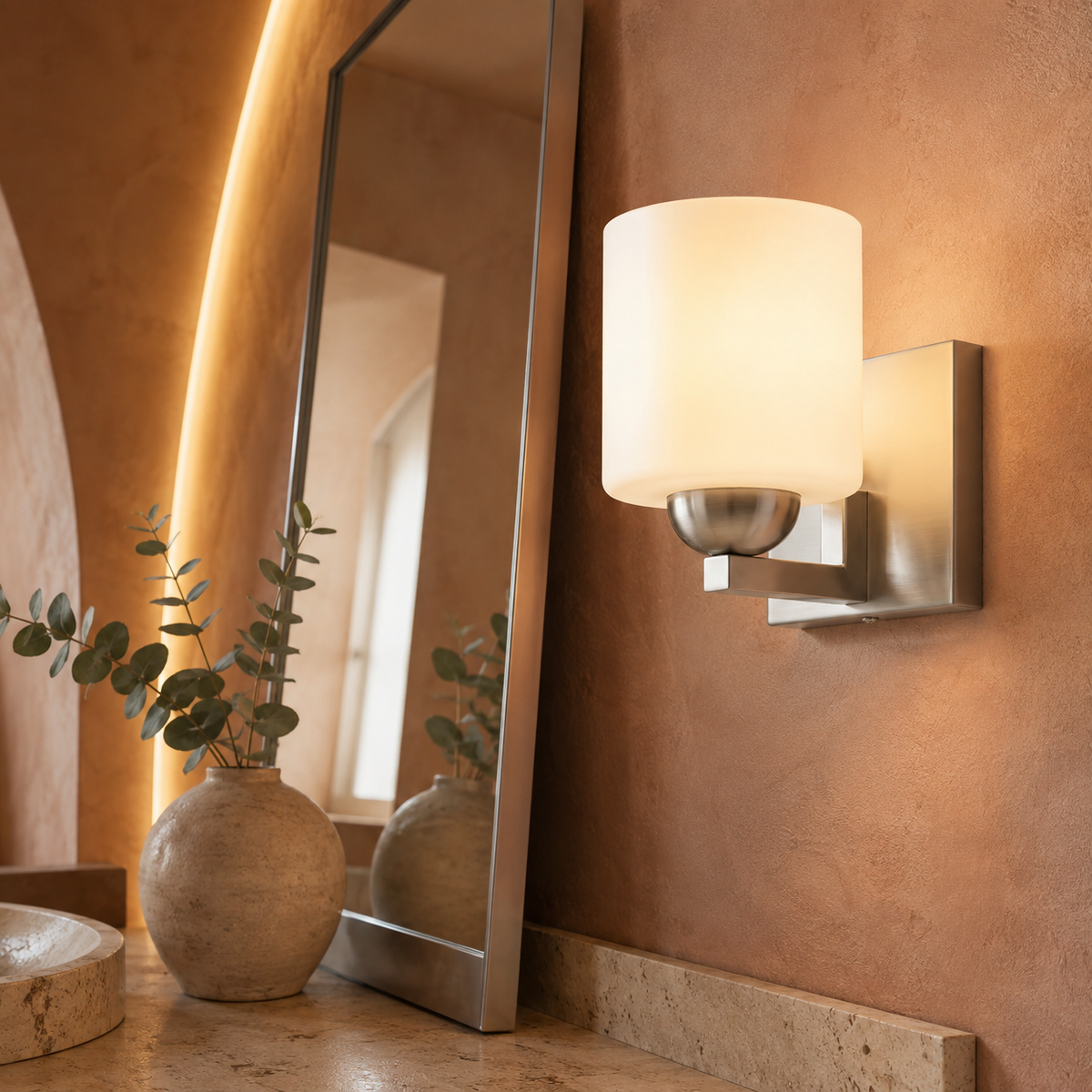 Vanity Opal Glass Wall Light
