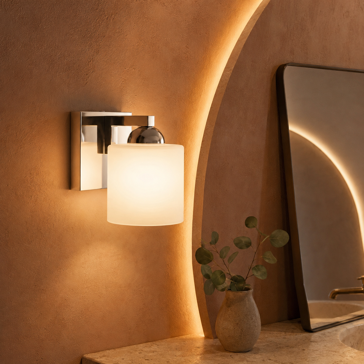 Vanity Opal Glass Wall Light