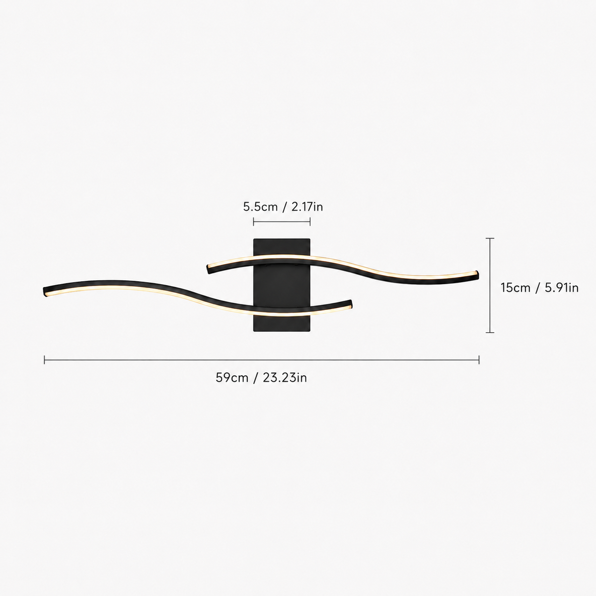 Wave Black LED Wall Light