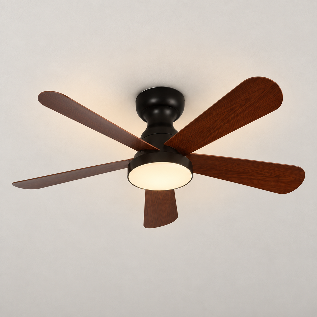 Ceiling Fan With Light Walnut Wood