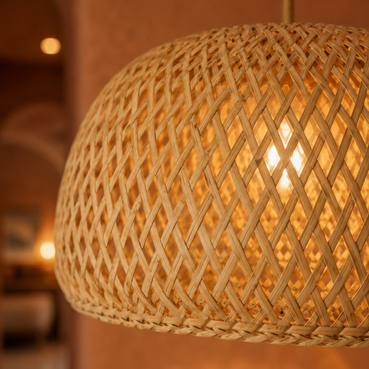 Japandi Bohemian Rattan Pendant Light Woven
