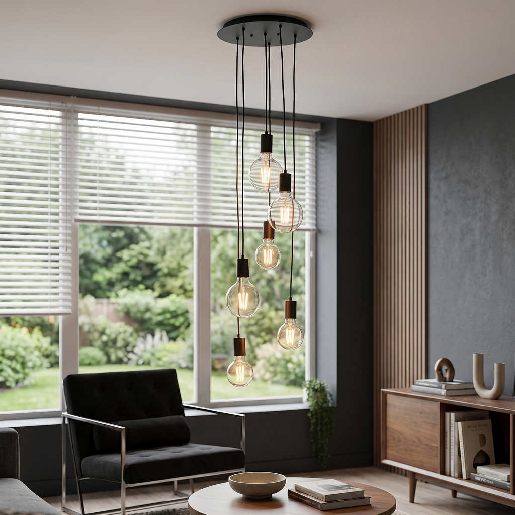 Pendant Light Cluster 6-Light Modern Black