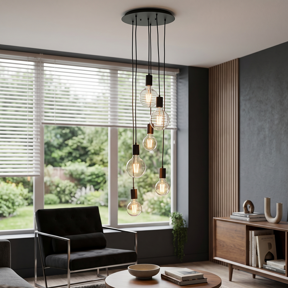 Pendant Light Cluster 6-Light Modern Black