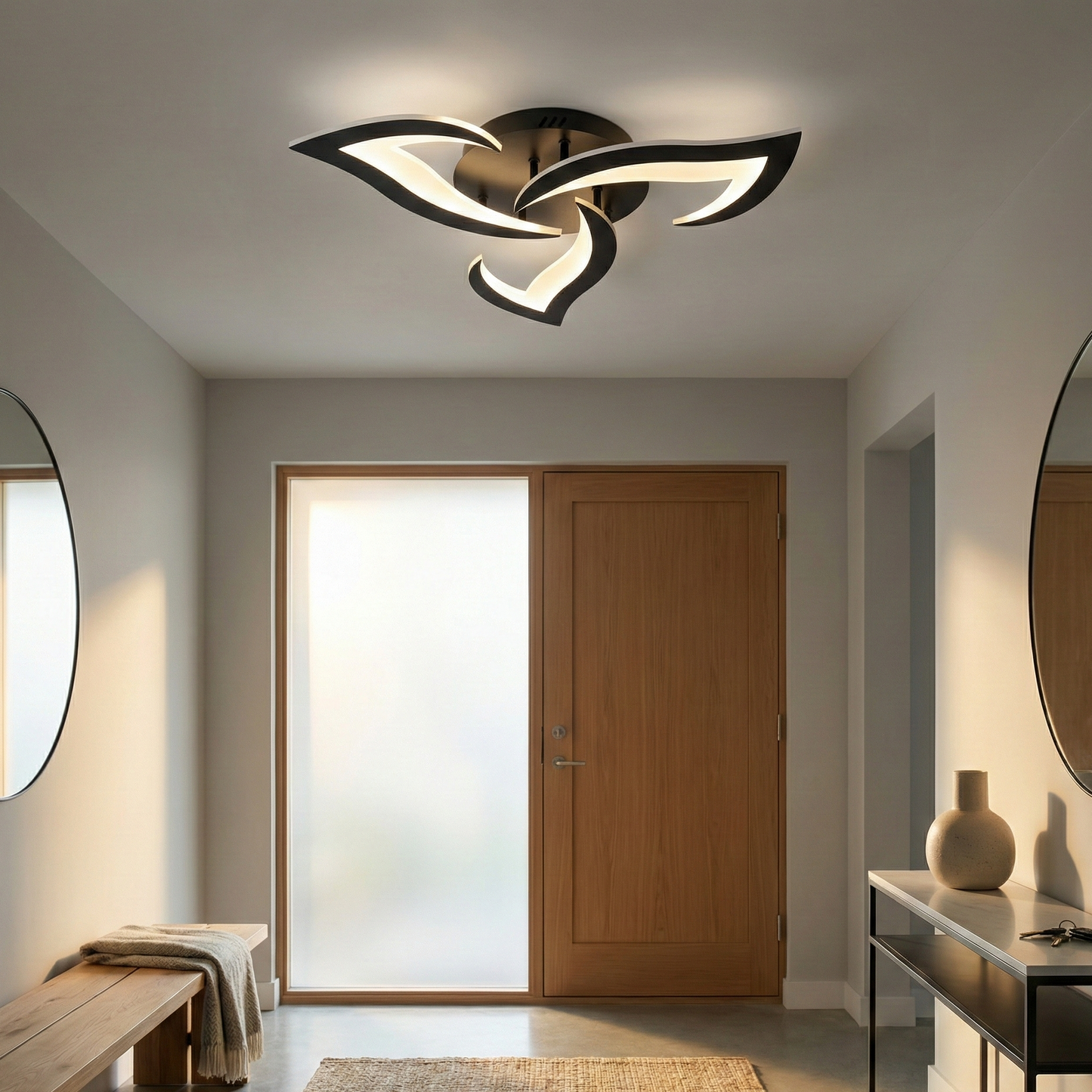 Matte Black 3-Arm Integrated LED Flush Ceiling Light
