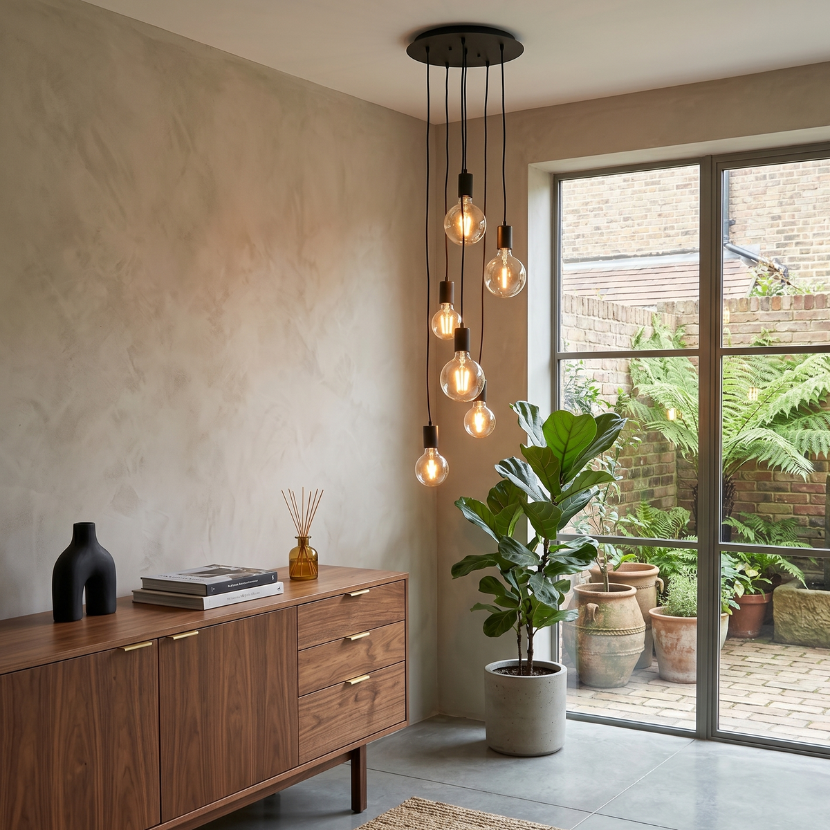 Pendant Light Cluster 6-Light Modern Black