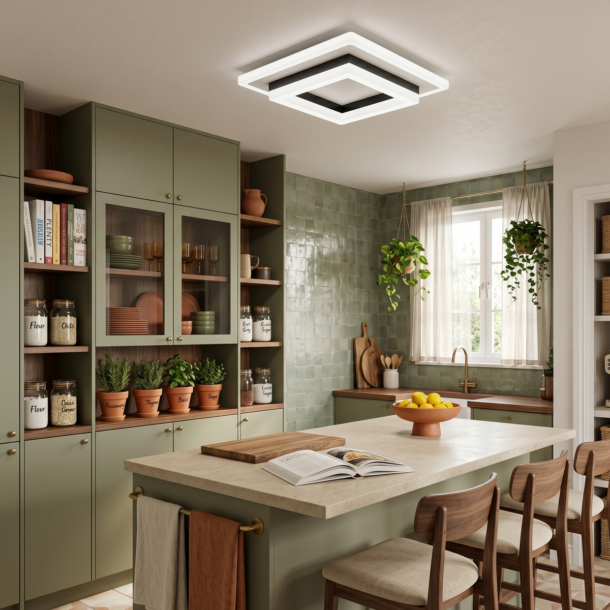 LED Ceiling Light Square Modern Black White