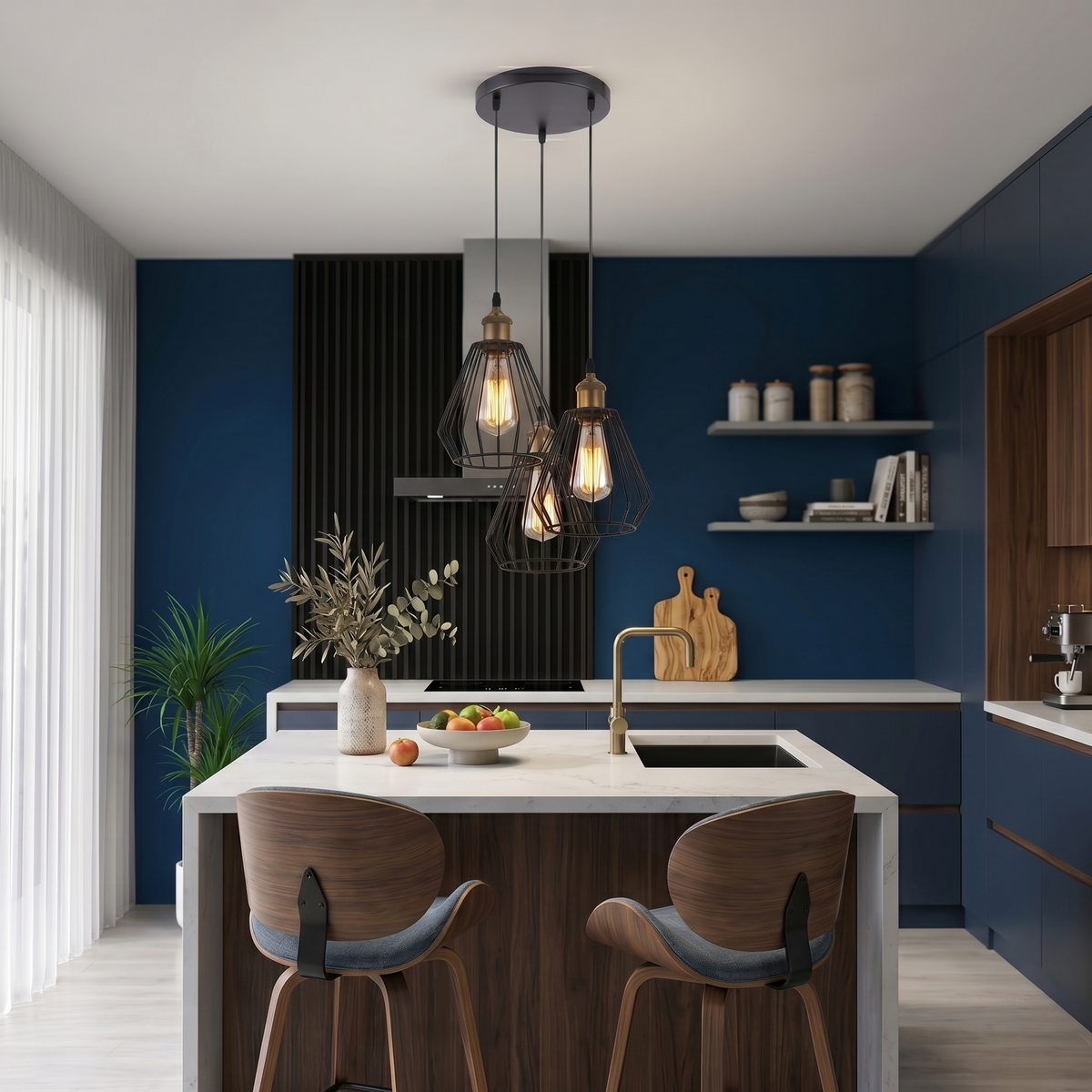 Pendant Light Cluster Cage Industrial Black