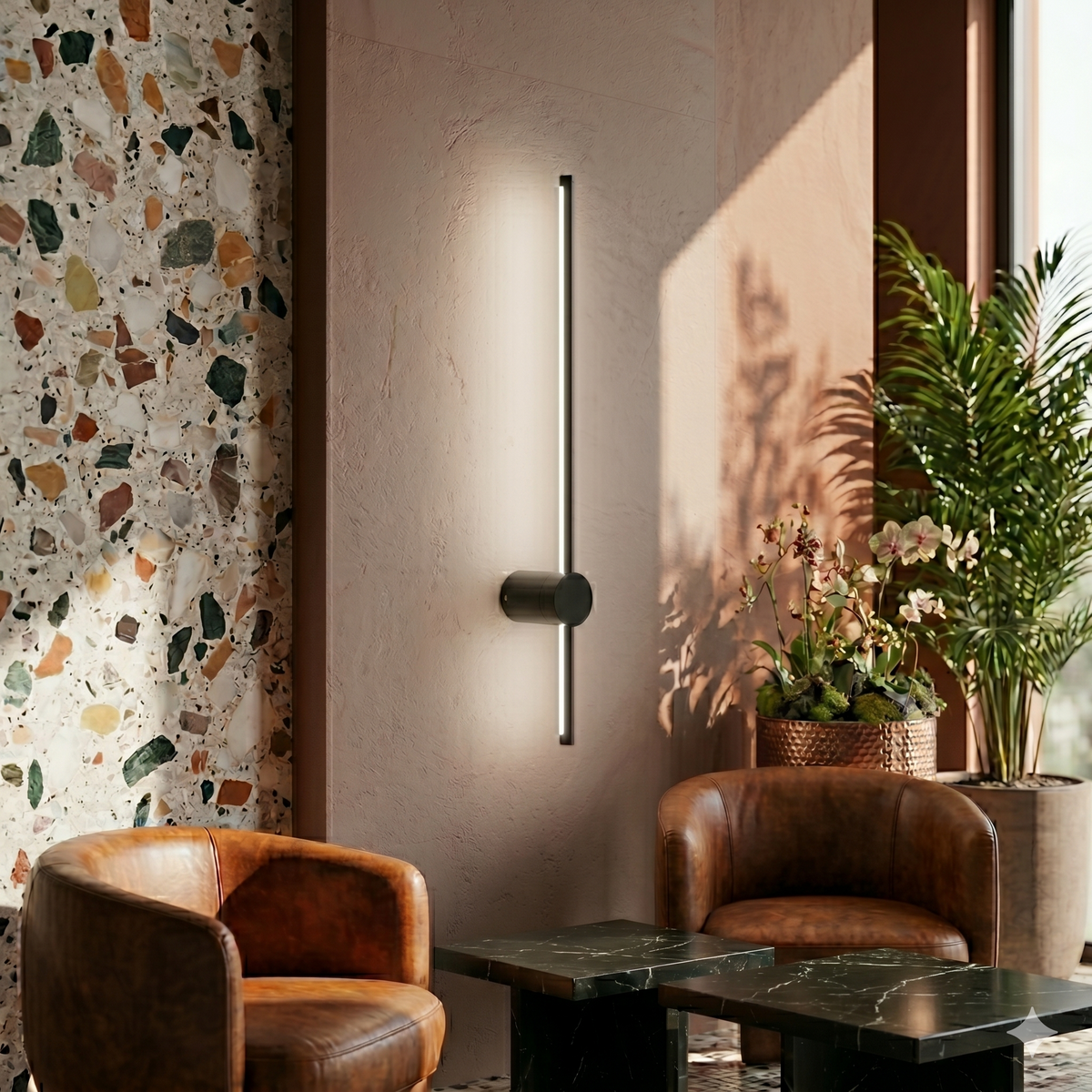 Wall Light Vertical Linear Modern Black LED