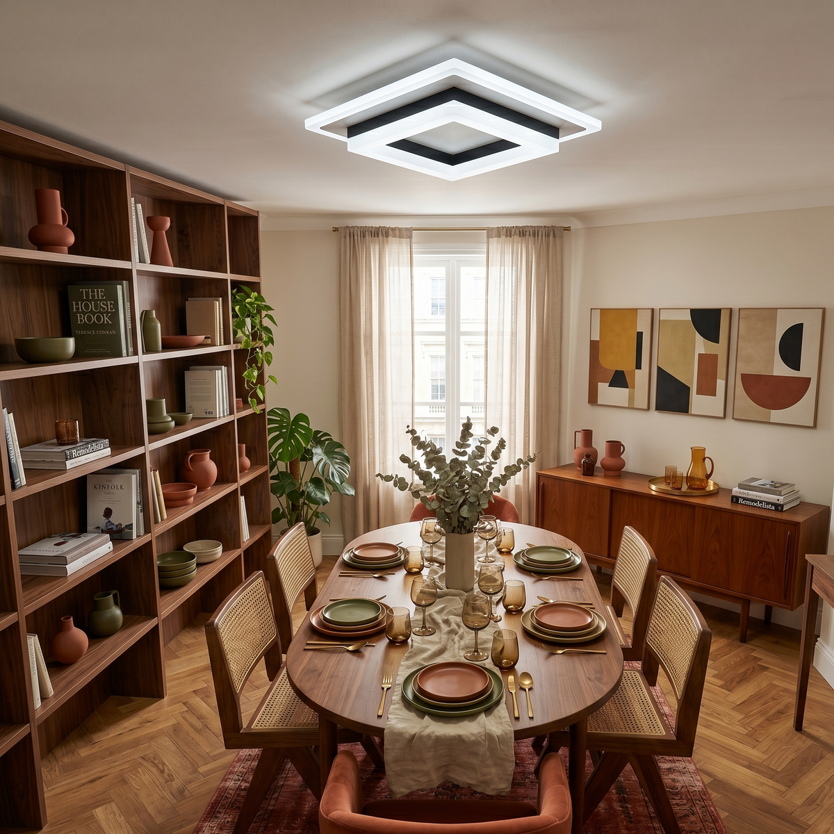 LED Ceiling Light Square Modern Black White