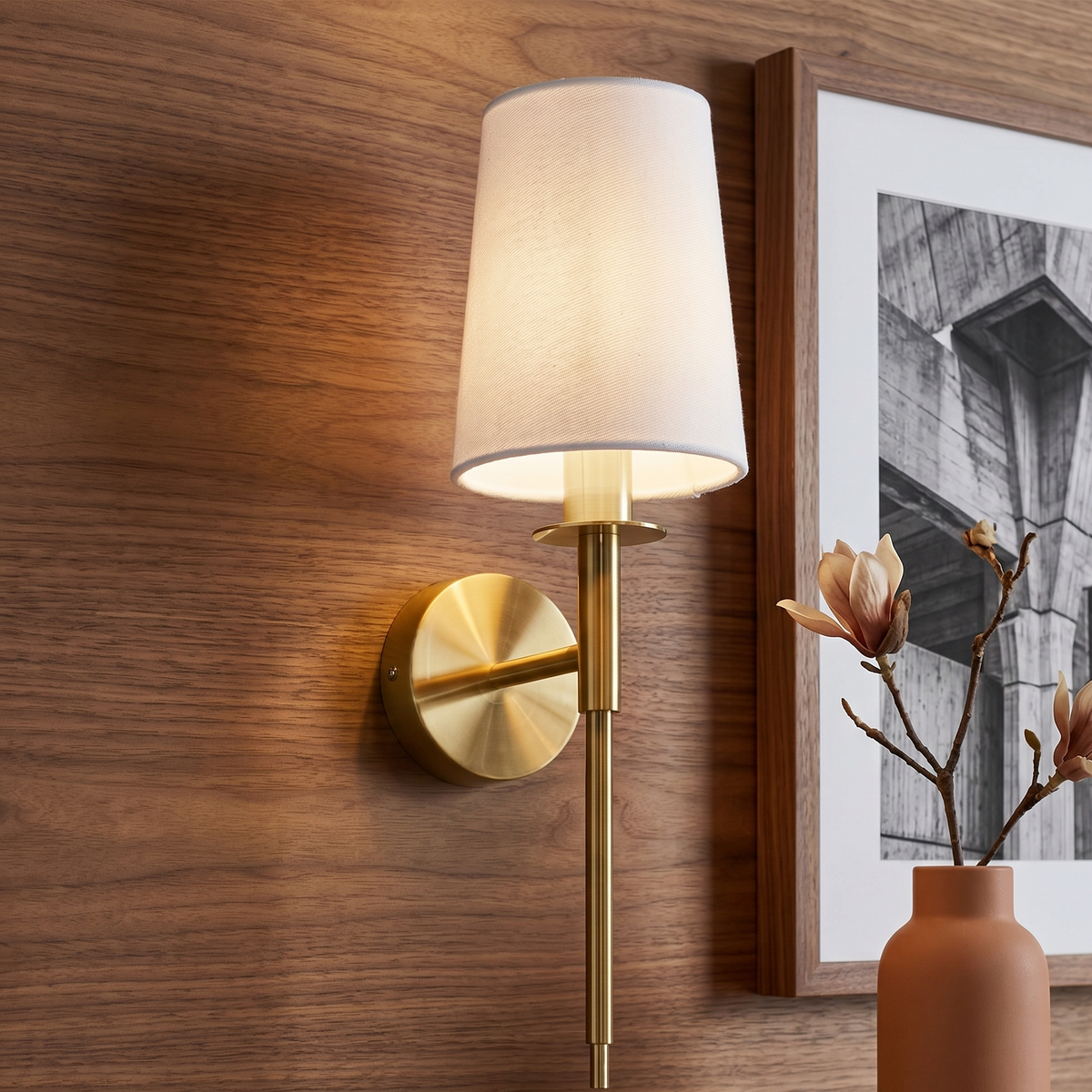 Wall Light Fabric Shade Classic Gold