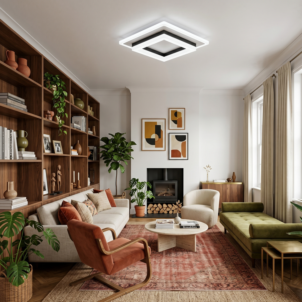 LED Ceiling Light Square Modern Black White