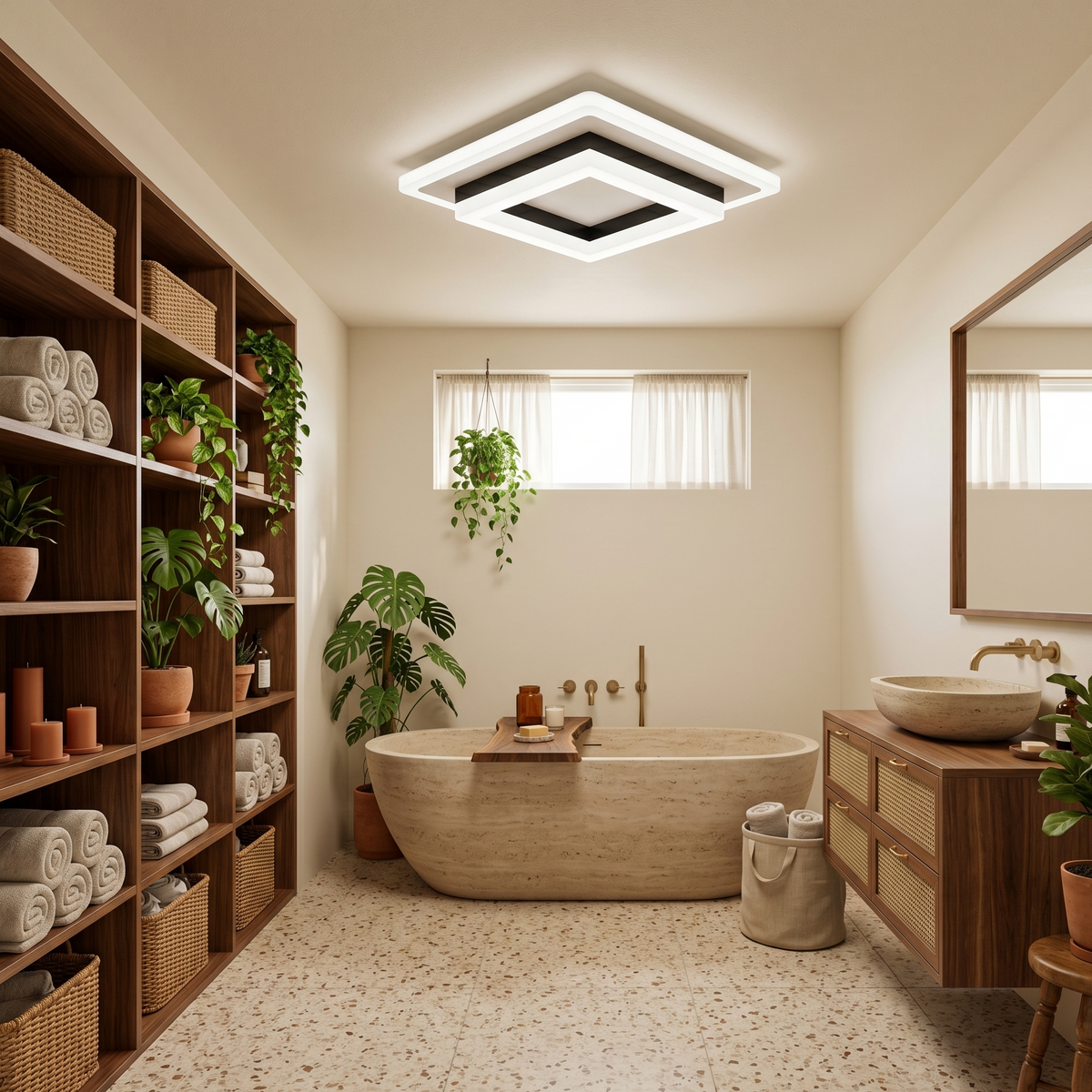 LED Ceiling Light Square Modern Black White