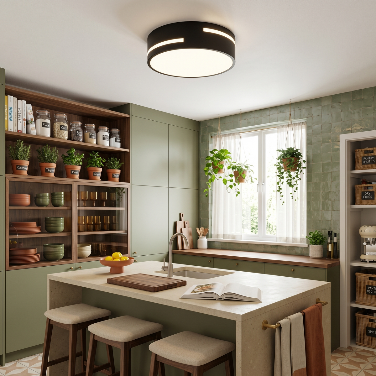 Ceiling Light Round Black White LED