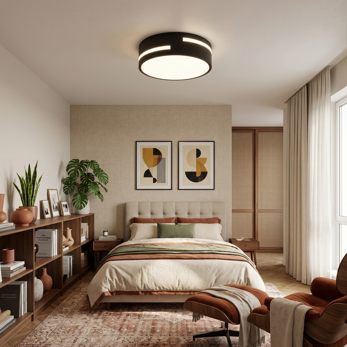 Ceiling Light Round Black White LED