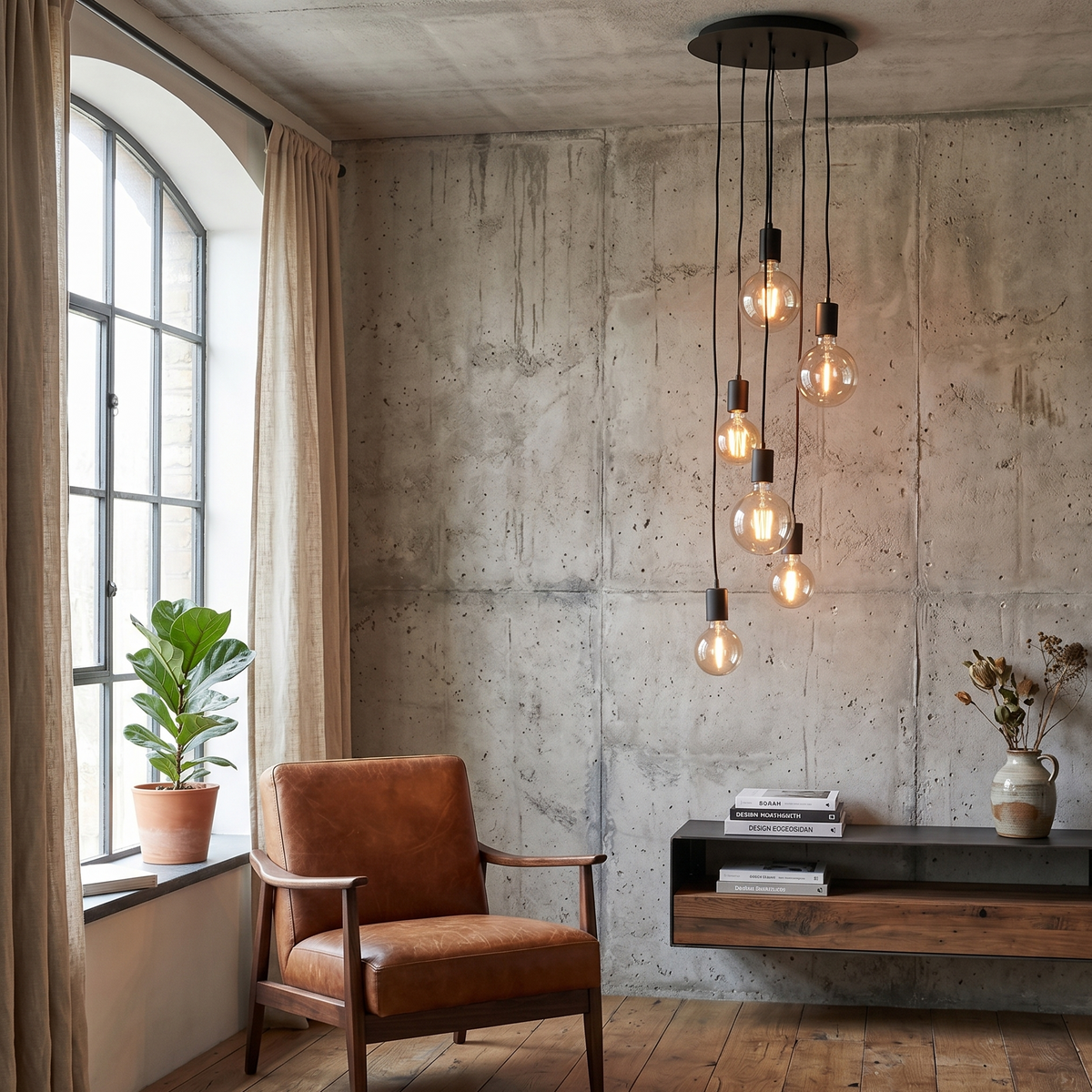 Pendant Light Cluster 6-Light Modern Black